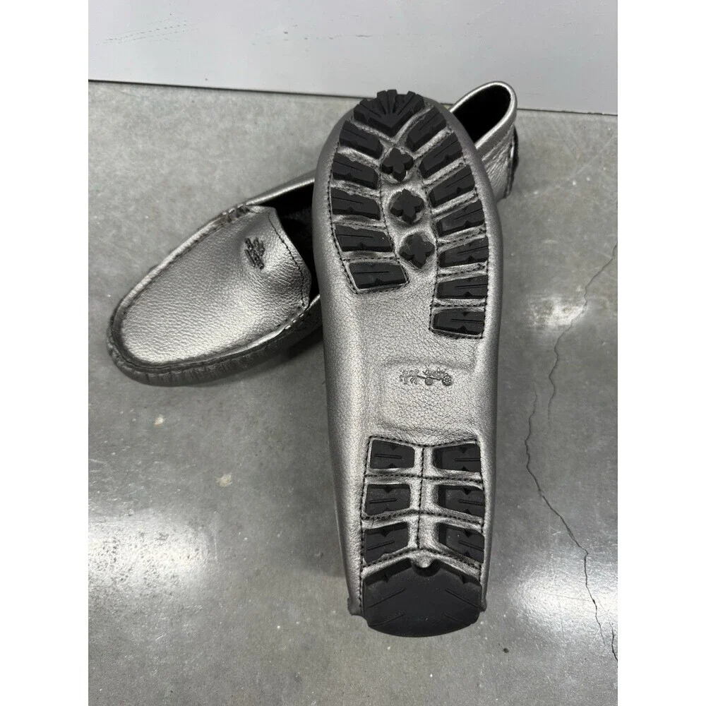Brand New AMBER  Metallic Tumbled  Coach loafers COLOR GUNMETAL Size 8.5